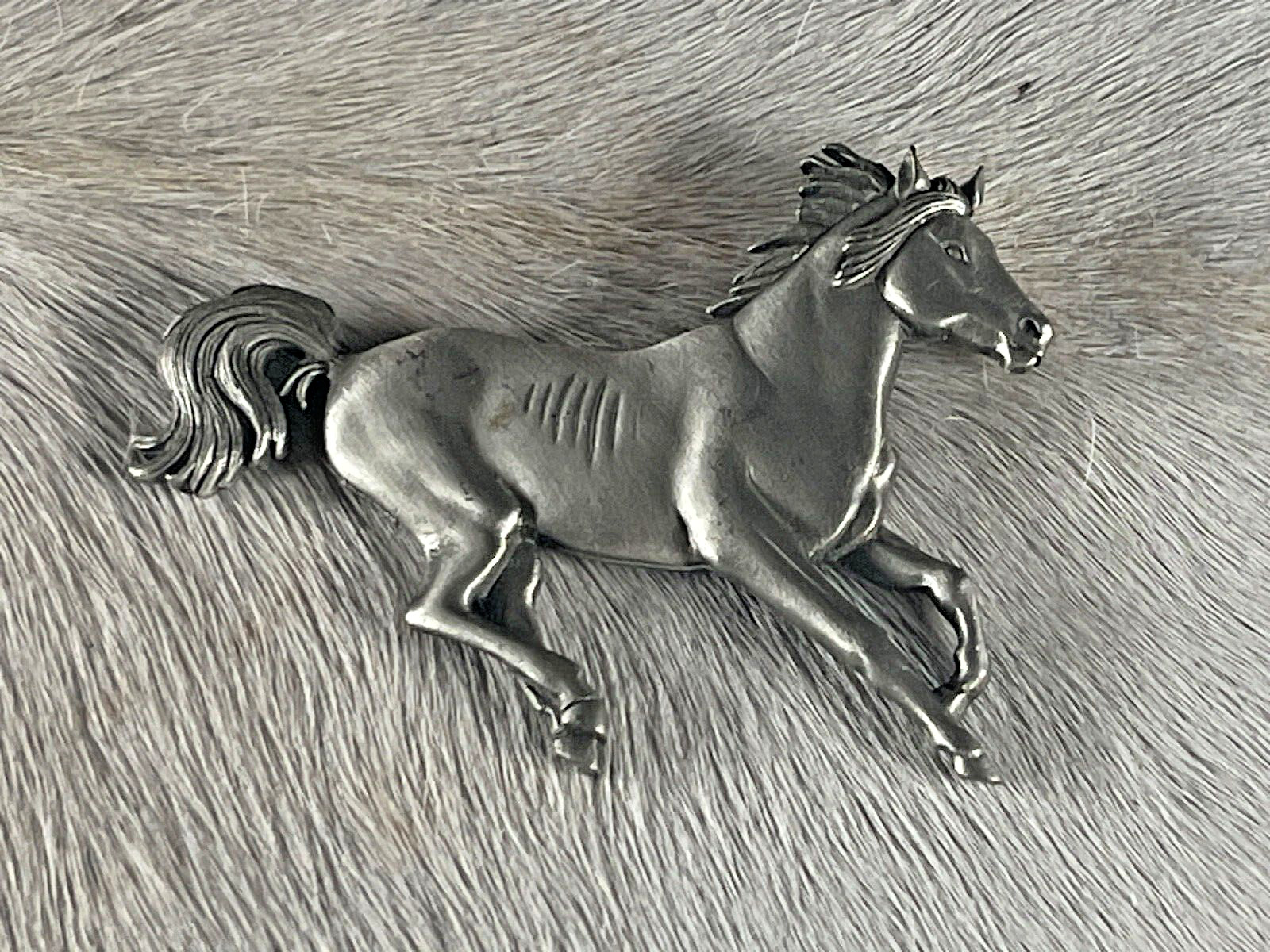 Western Womens Pin 3 x 2 1/4 inch Horse pinback Silver Detailed Features
