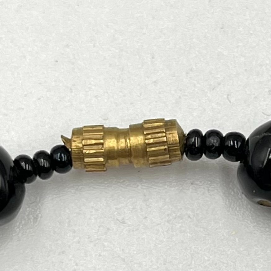 Vintage Retro Black Skull Bead Necklace Goth Grunge Emo Jewelry Barrel Clasp