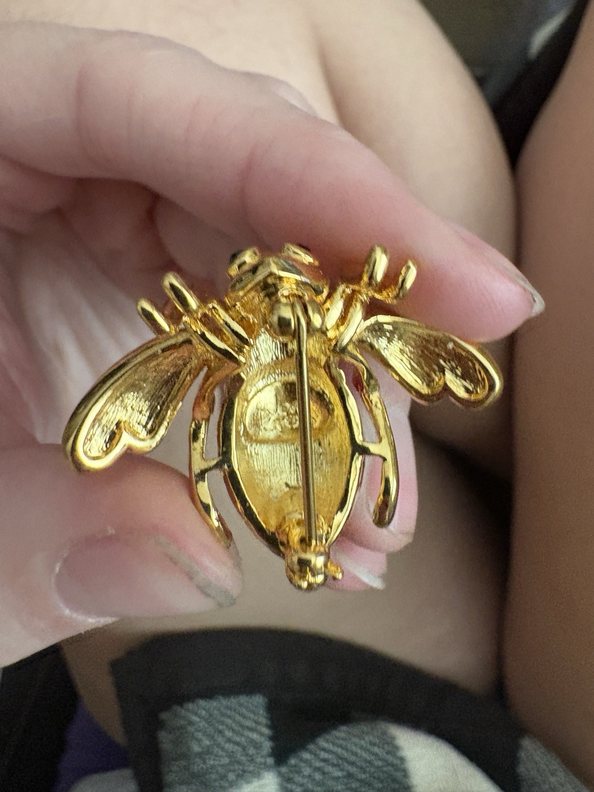 Joan Rivers Bee Patriotic Honey Bee Red White Blue Pin Brooch Rhinestone Enamel
