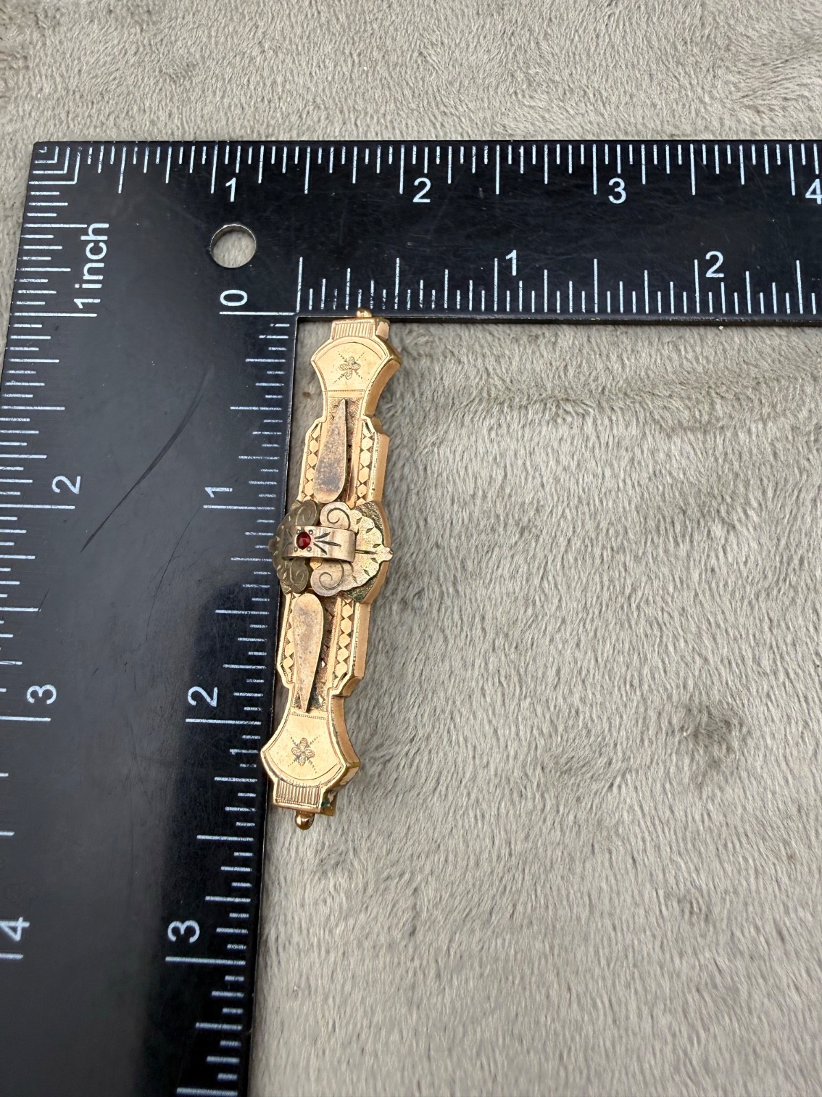 Vintage Edwardian Gold Filled Bar Brooch Renaissance Revival