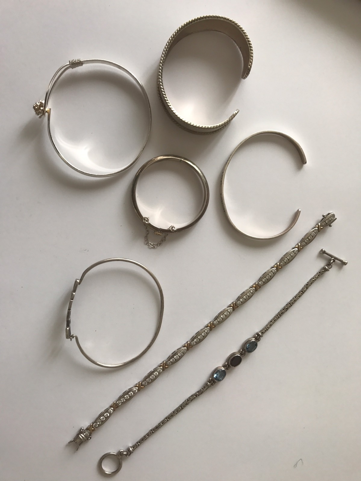 Ready To Use 7 Nice Pre-owned sterling bracelets. Approximately 76 Grams Total