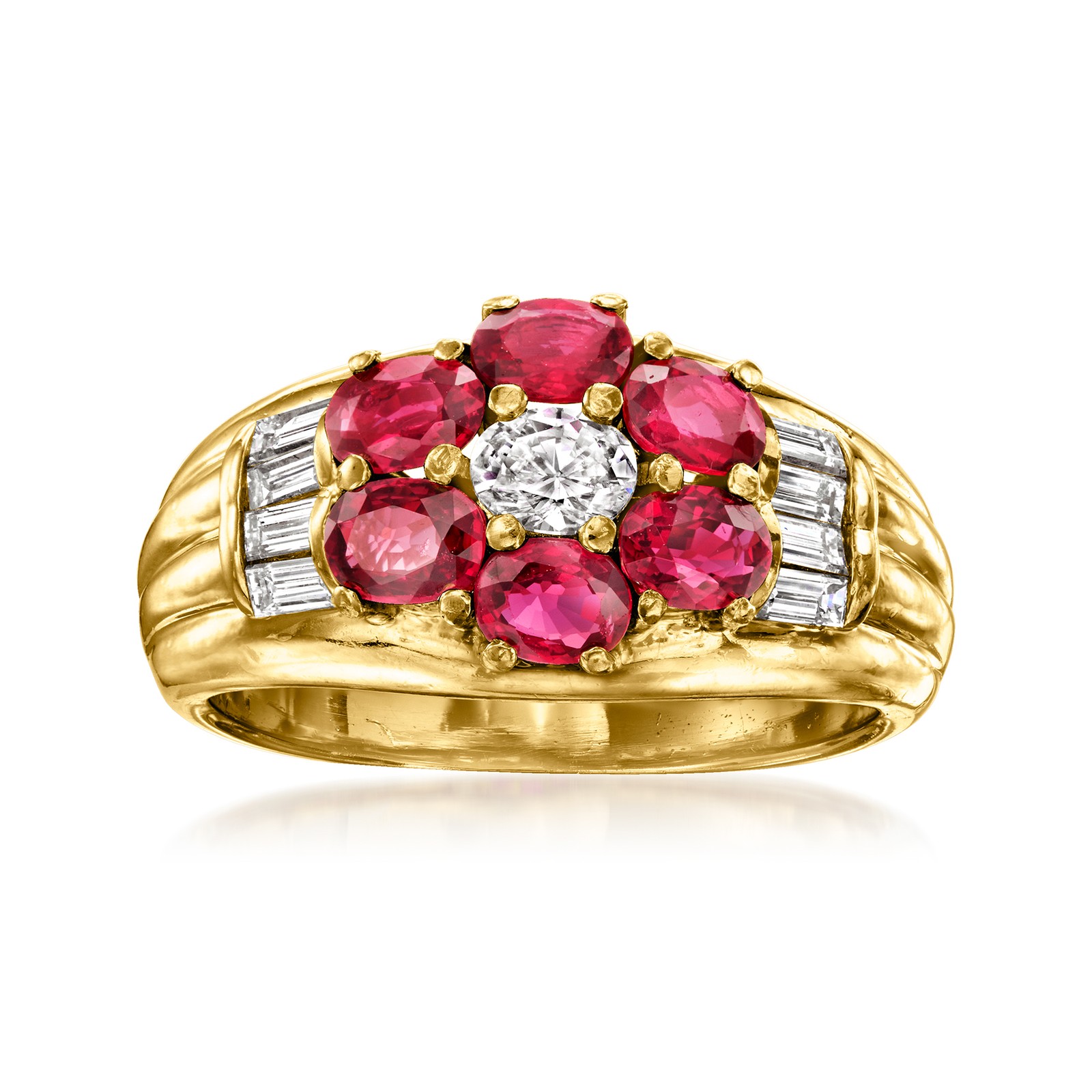 Vint Ruby & Diamond Rng in 18k Gold Size 6.5