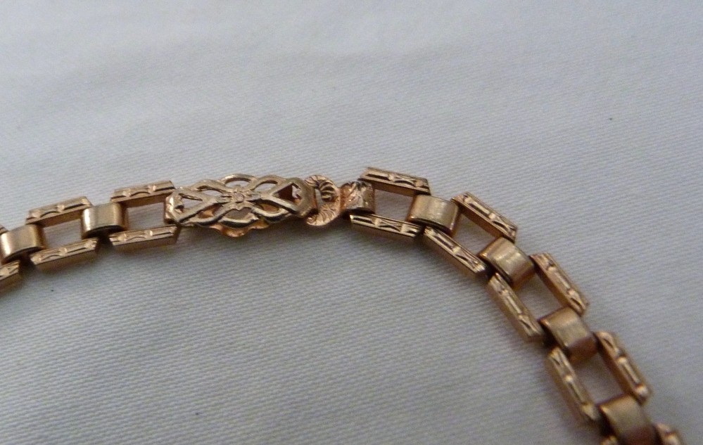 VTG 1940s VICTORIAN REVIVAL FANCY LINKS “SHIRLEY” HEART CHARMS BRACELET ~ 7 3/8″