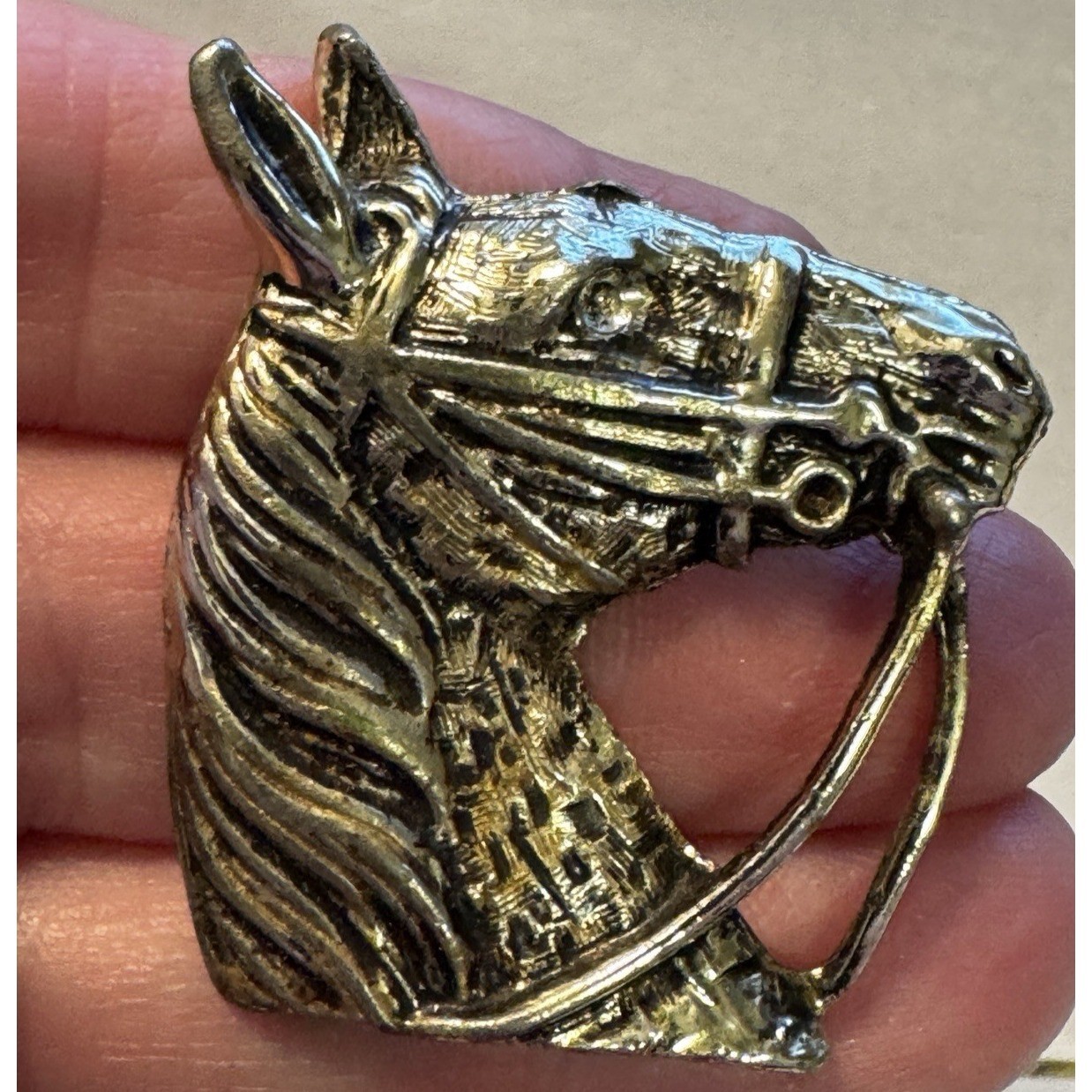 Vintage Equestrian Horse Head Pin Brooch Silver Tone Costume Rodeo Cowgirl