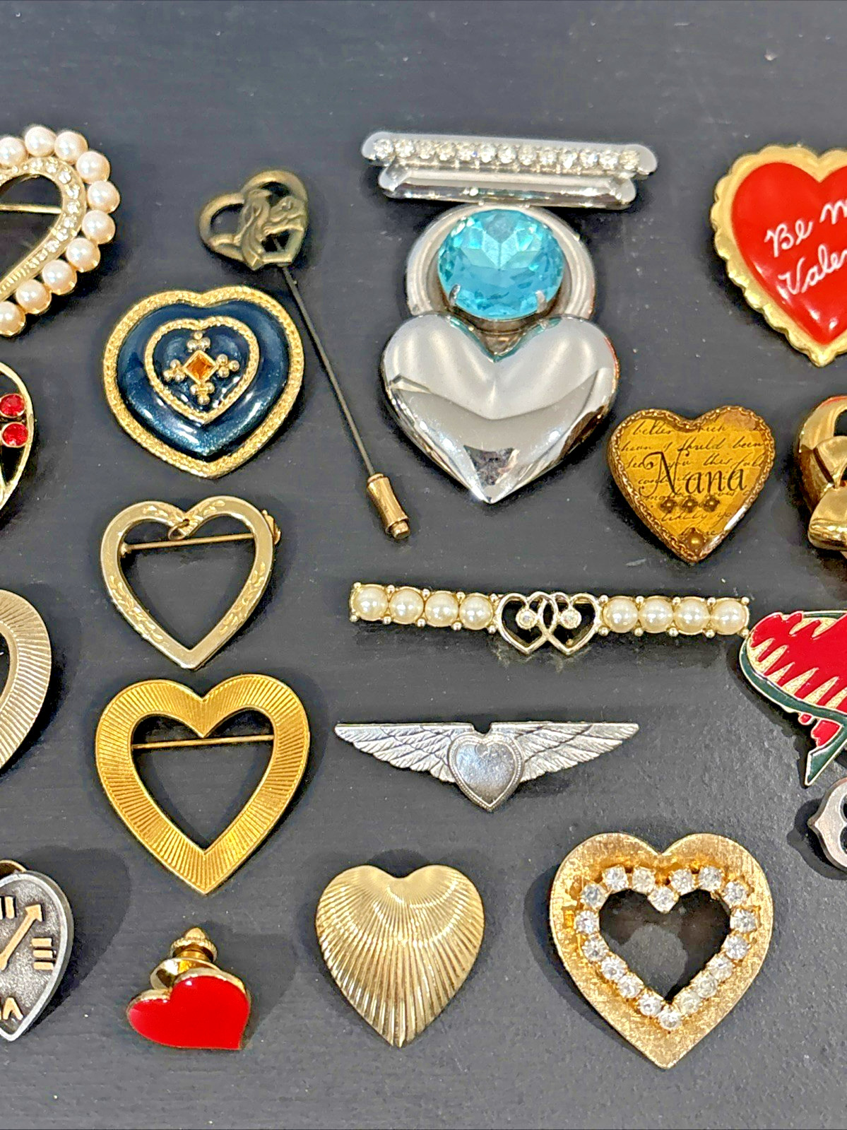 Lot 42 Vintage Now Pin Heart Hearts LC Sarah Coventry Avon Anne Klein ONLY $2