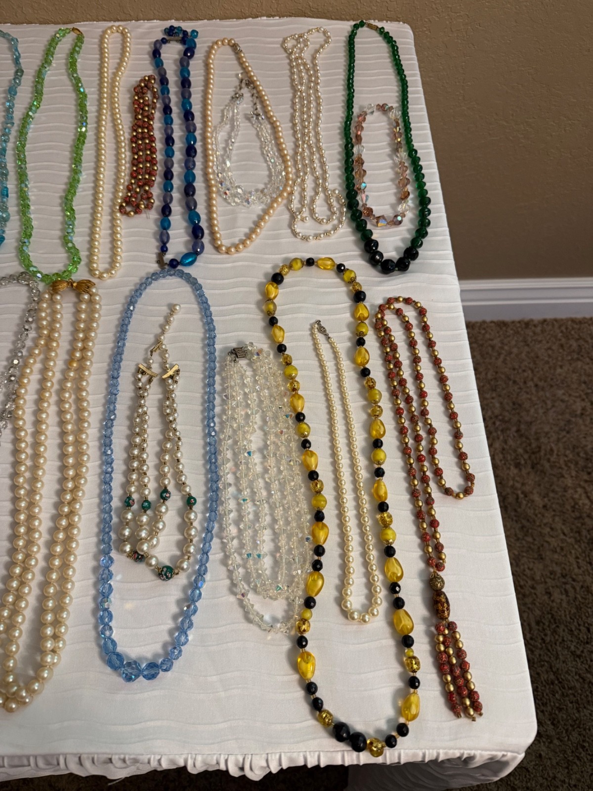 Vintage Jewelry Lot -30 Glass, Crystal, Beaded Strand Necklaces -Ready to Wear
