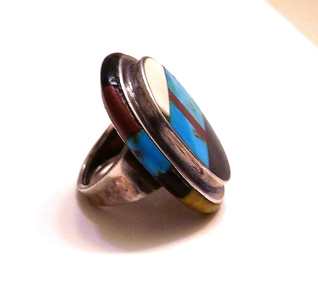 Vintage 70s Loloma Inspired Ring w/ Beautiful Inlay Work! Almost 2″! MINT!!