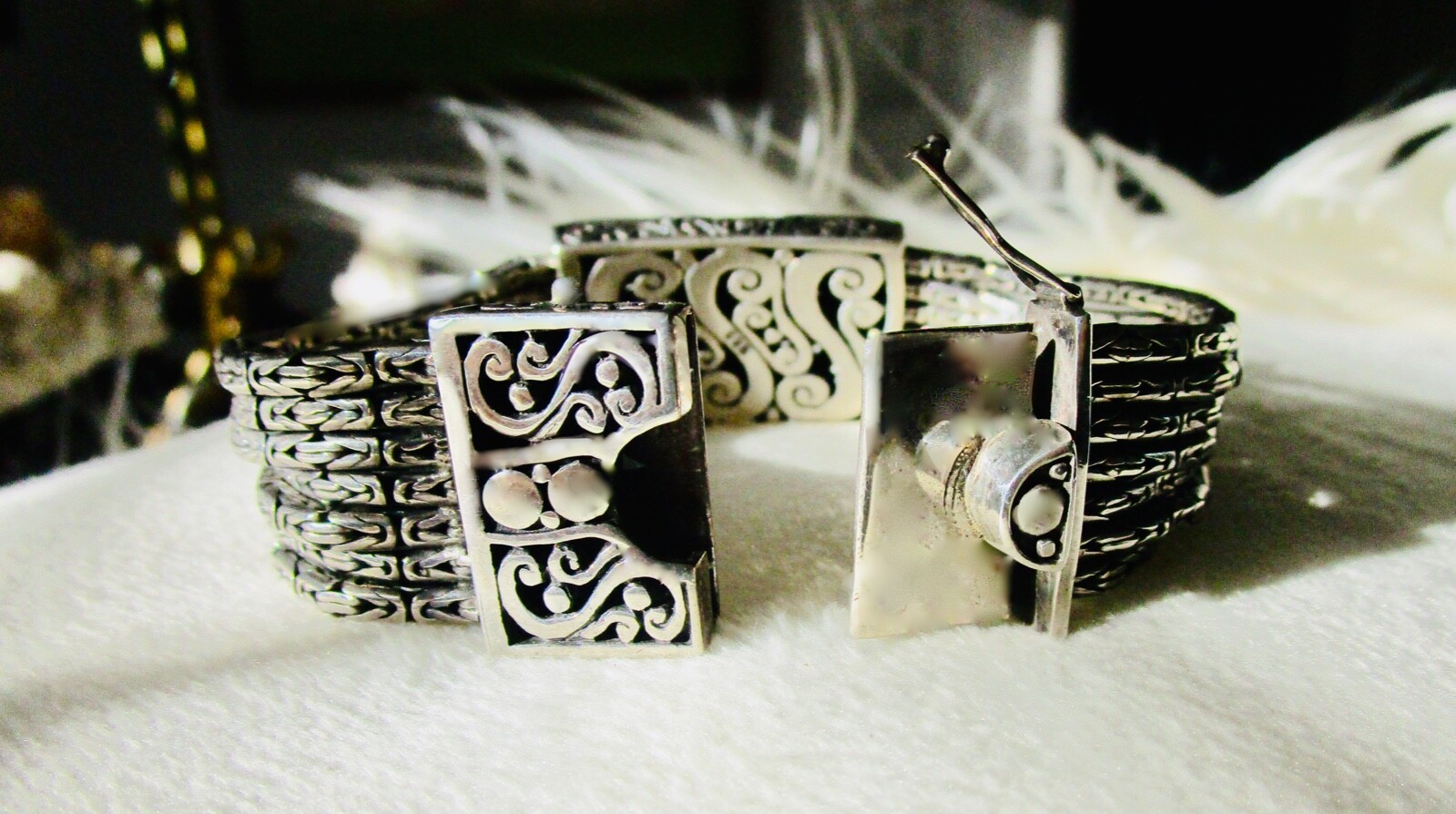 SALE PENDING Vintage Byzantine Multi Chain Wide Sterling Bracelet Bali 76 grams