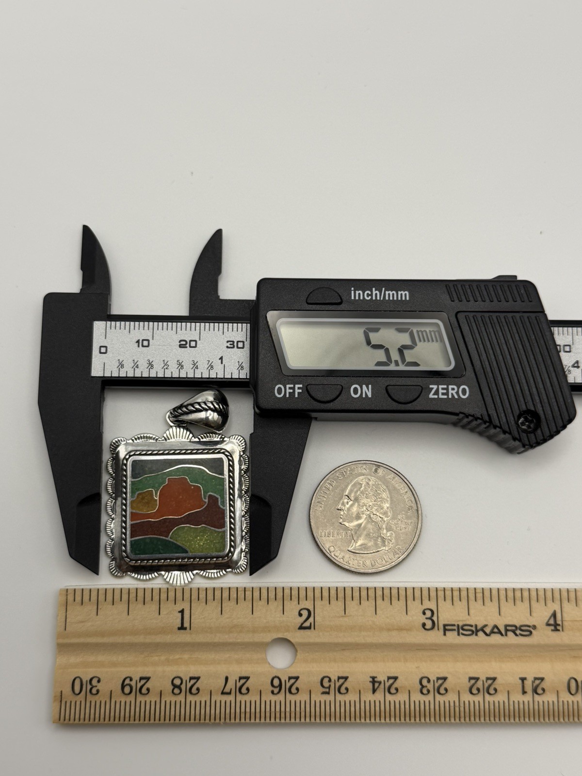 Carolyn Pollack 925 Sterling Silver Desert Scene Colorful Multi-Stone Chip Inlay