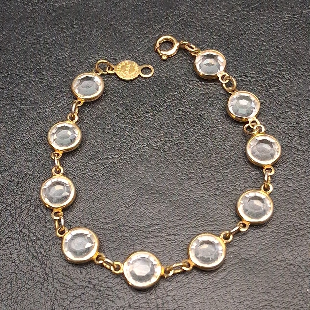Vintage Austrian Crystal USA Link Bracelet Gold Tone. 17.520