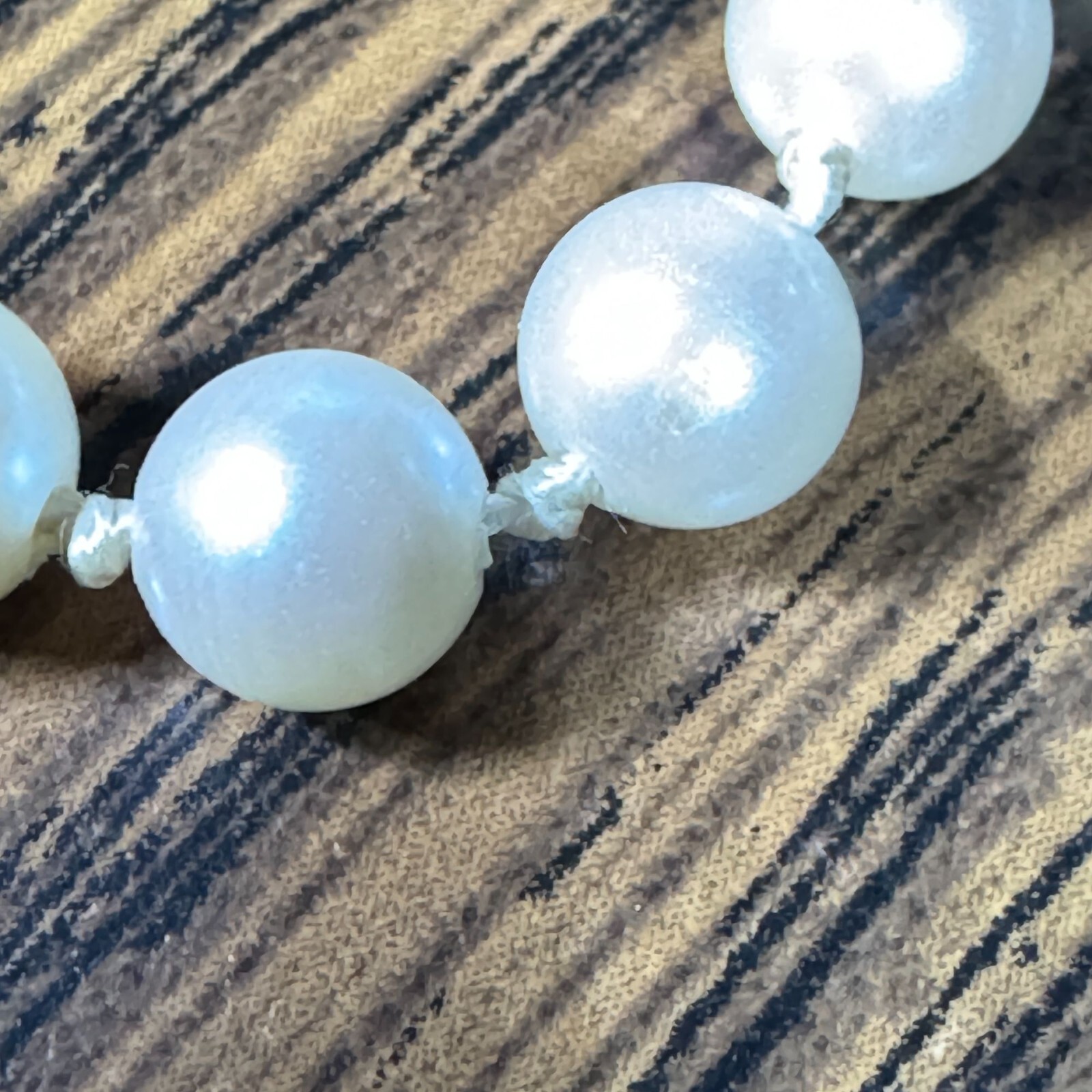 Vintage 19″ 5.3mm faux pearl knotted necklace with Sterling Clasp