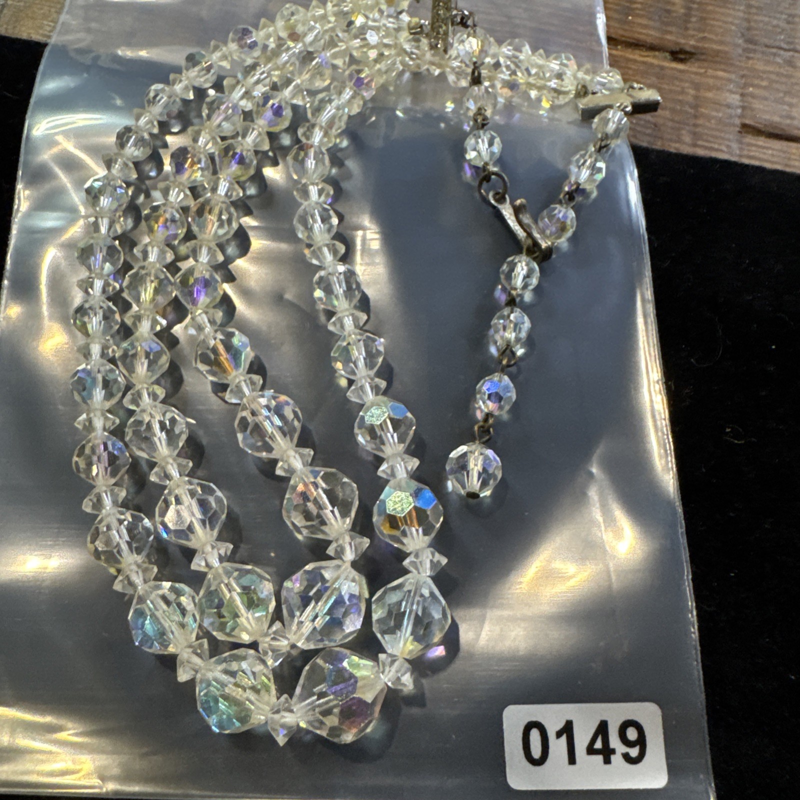LAGUNA Crystal Faceted Aurora Borealis 2 Strand Necklace 14.5-17.5”