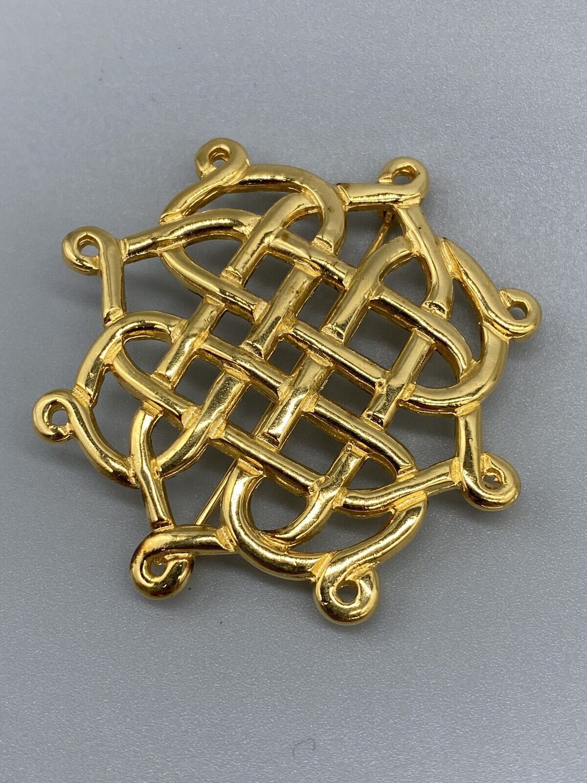 VTG H & H Sterling Gold Plated Celtic Knot Brooch Pin Pendant Hand and Hammer