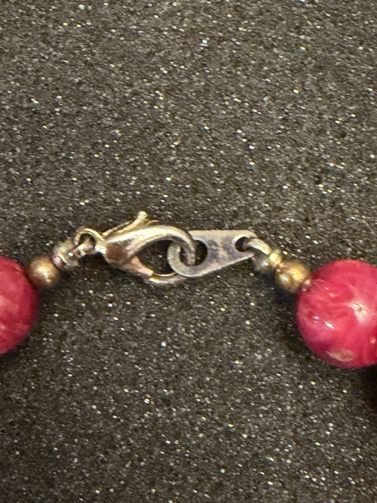 Vintage Magenta, Orange, Pink, Gold Glass, Beaded Necklace