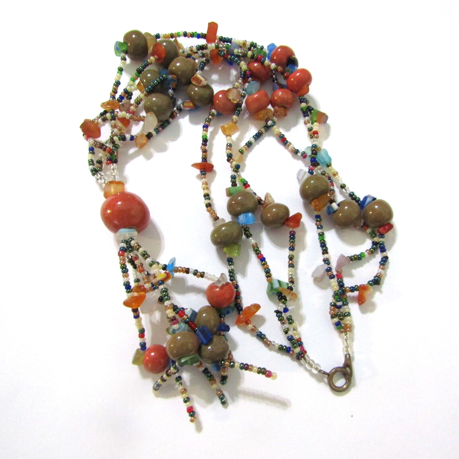Vintage Glass Bead Tassel Necklace 4*18 in