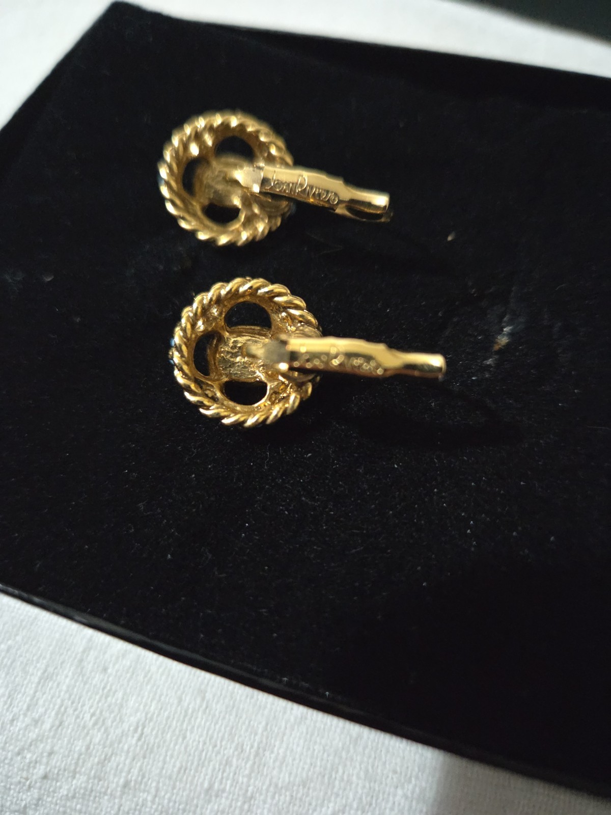 Joan Rivers Classics Collection Leverback Earrings Gold-Tone Blue Rhinestone VTG