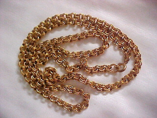 Vintage Rolo Chain 24″ Double Linked Gold Tone Beautiful