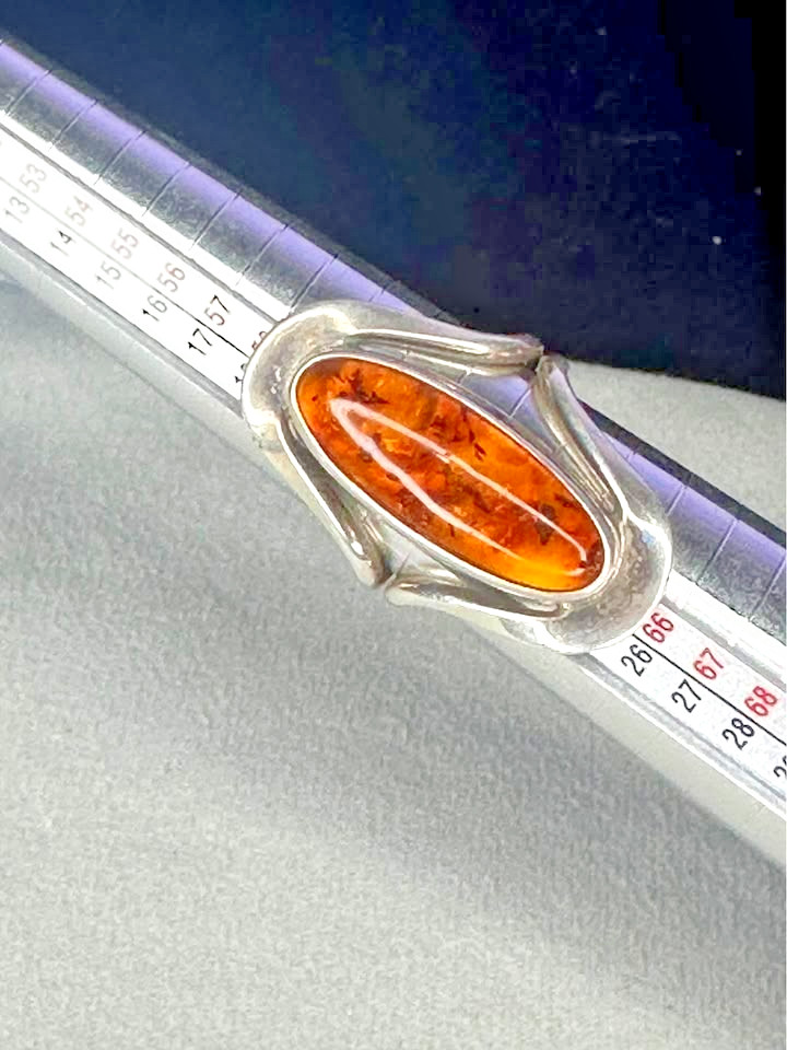 Mexico Dominique Dinouart size 10 Vintage Baltic Amber Ring 925