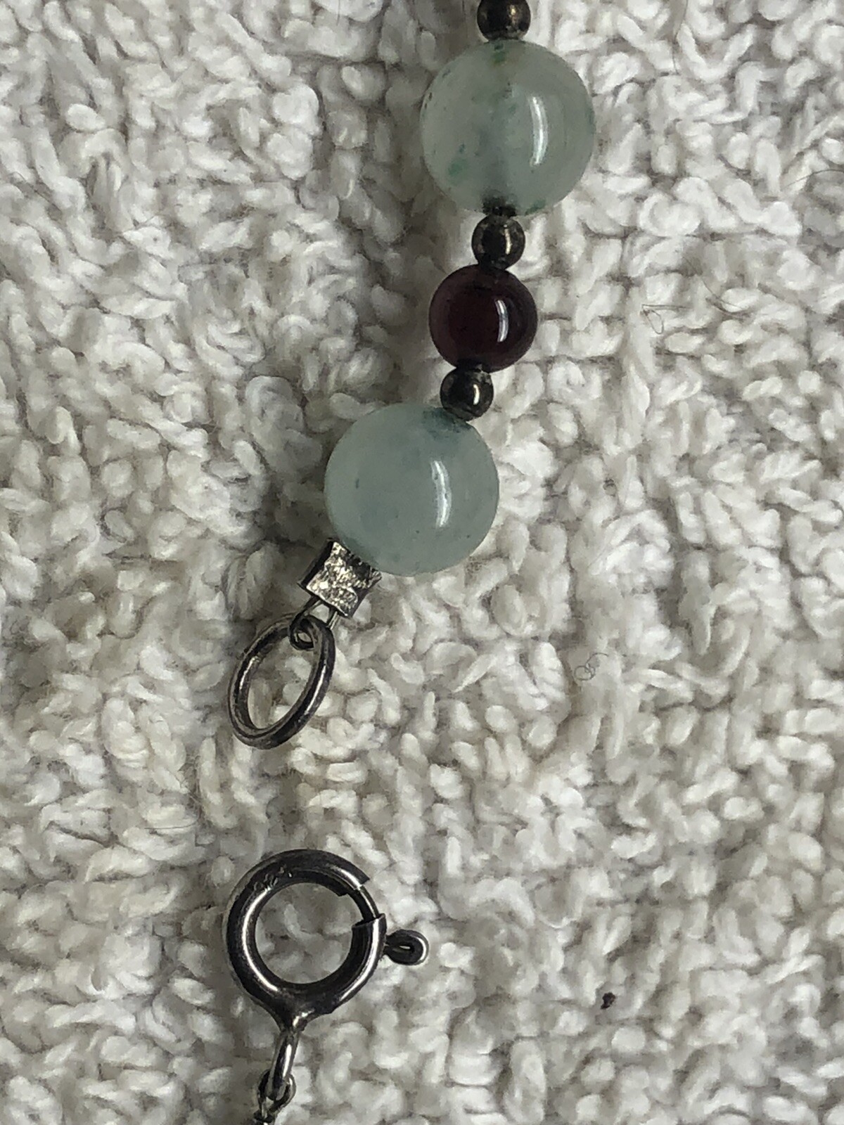 Vintage Jade Amethyst Necklace. Excellent Estate Auction Find 18”