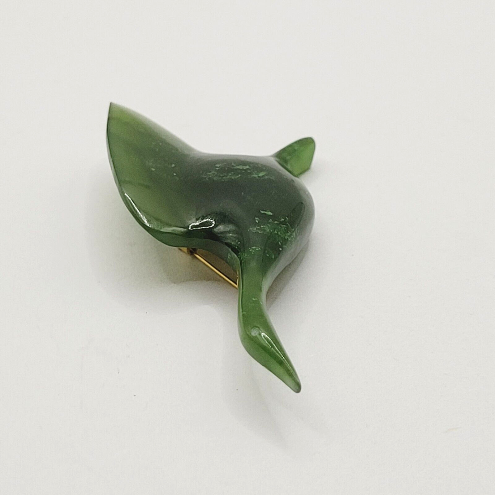 NW Snow Goose Snowgoose Dark Green Jade Brooch Pin Vintage Coldwater Creek 1980s