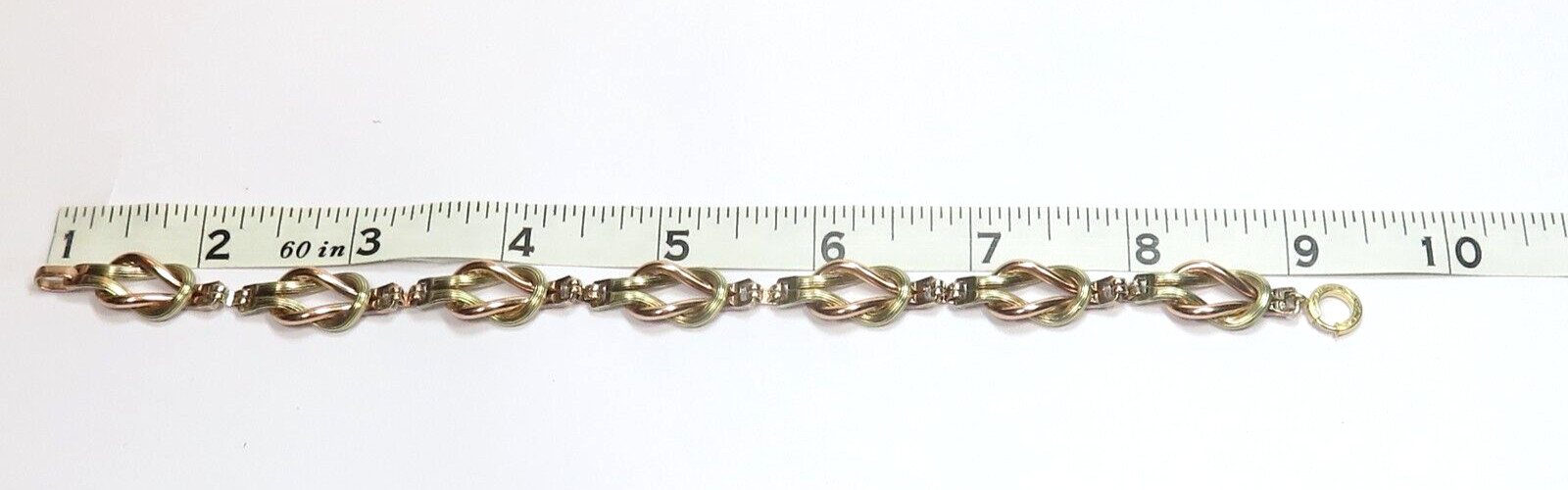 Antique 1940’s Link Bracelet 10 Karat Rose Green Gold 9 1/4″ Length .417″ Width