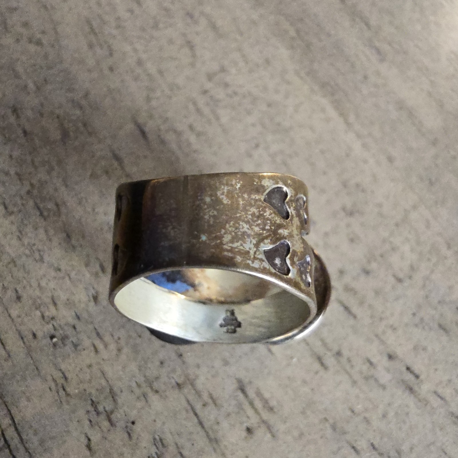 VINTAGE RING Jay King Desert Rose Sterling 2-Tone Turquoise Heart /Size 6 1/2