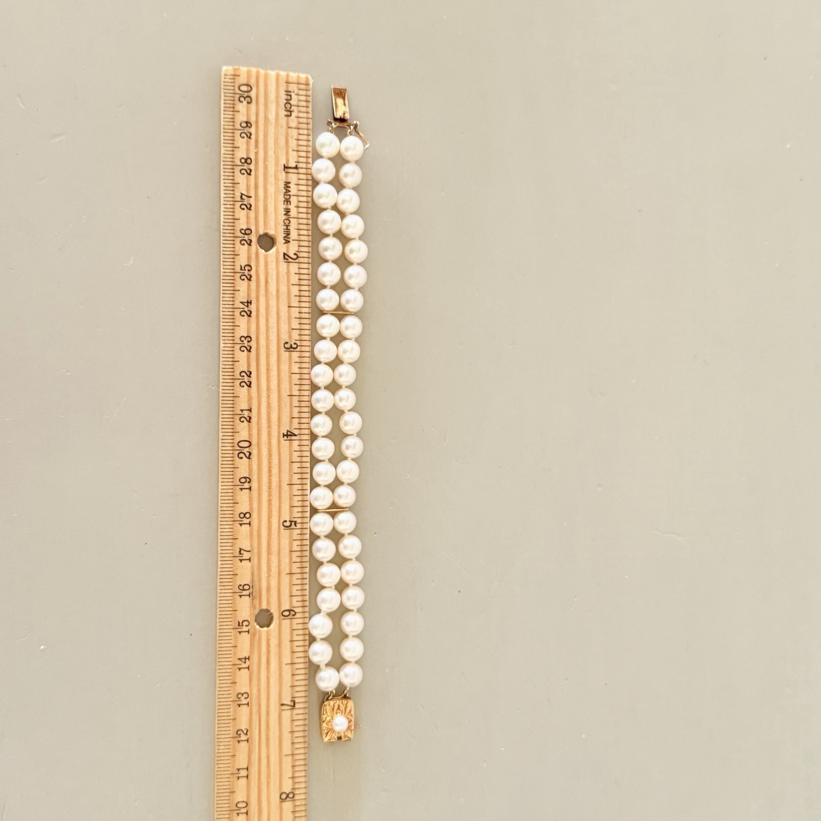 VTG Mikimoto 18K Gold Double Strand Akoya Pearl Bracelet Excellent Condition