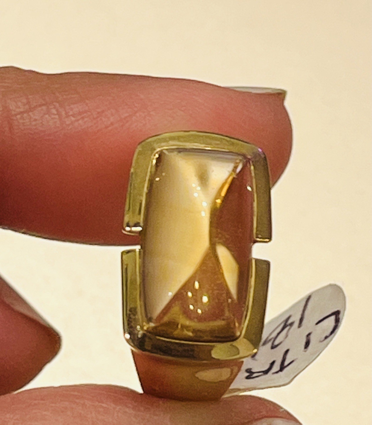 Men’s Antique Citrine Pinky Ring 18K Solid Gold Authentic Natural Size 7