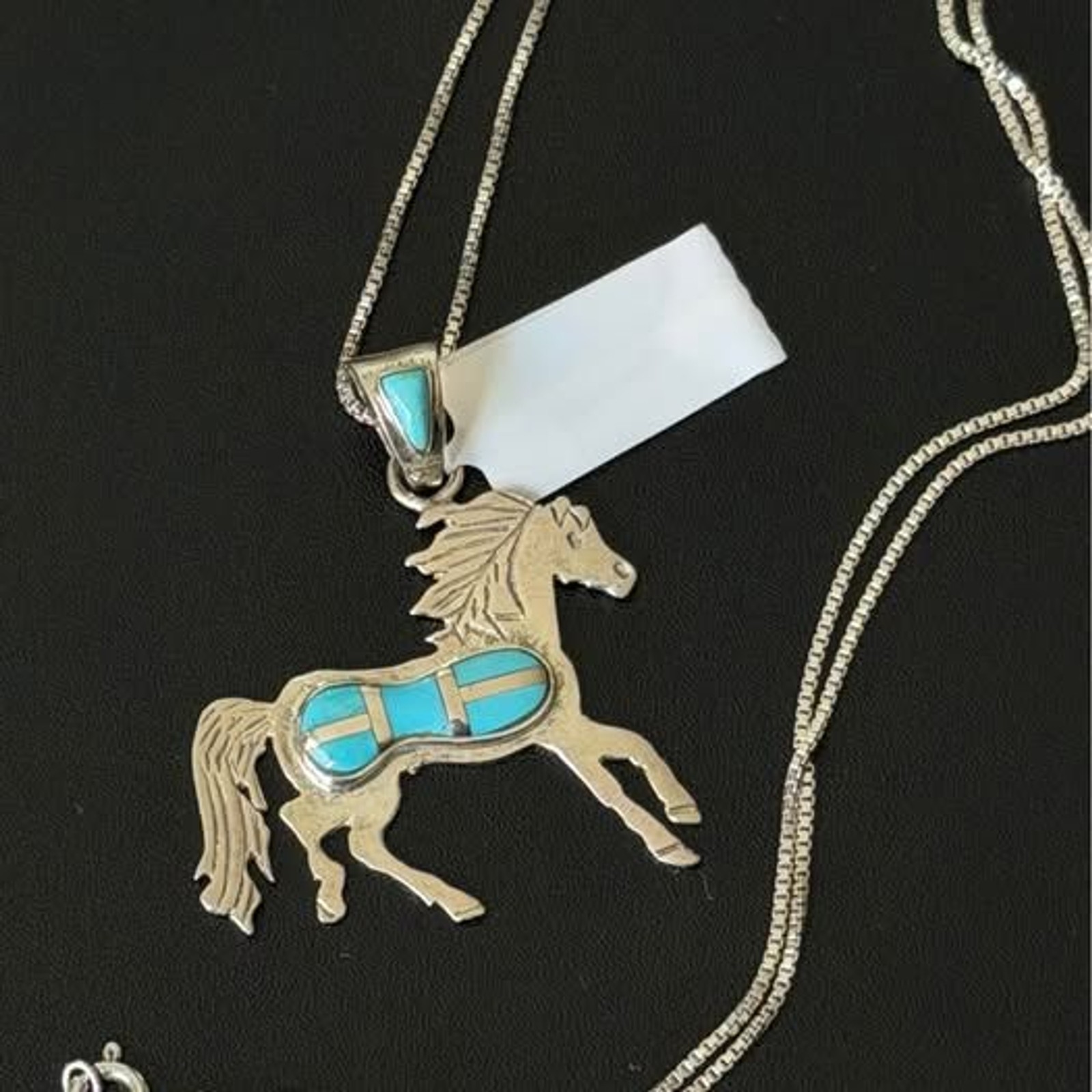 Sterling Silver Turquoise Horse Pendant Necklace | Southwestern Equestrian Charm