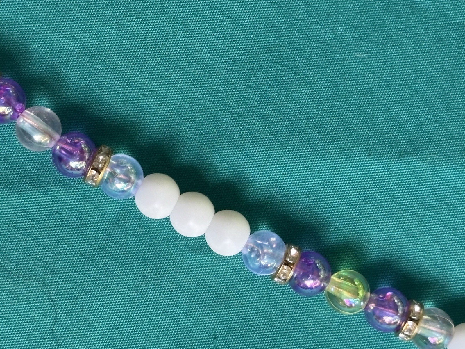 Statement Necklace Large Pendant Pink Purple White Clear Iridescent 26”