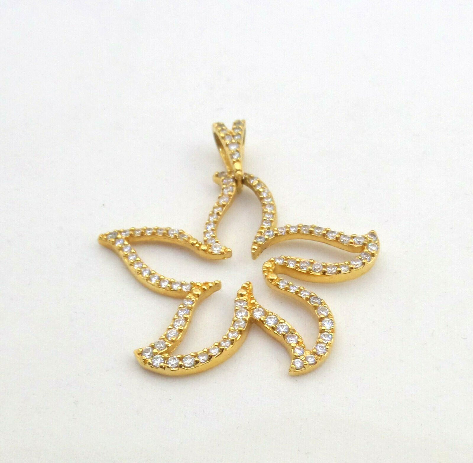 VTG Vermail Sterling Star Flower Pendant With Clear CZ’s Almost 2” Tall DBJ