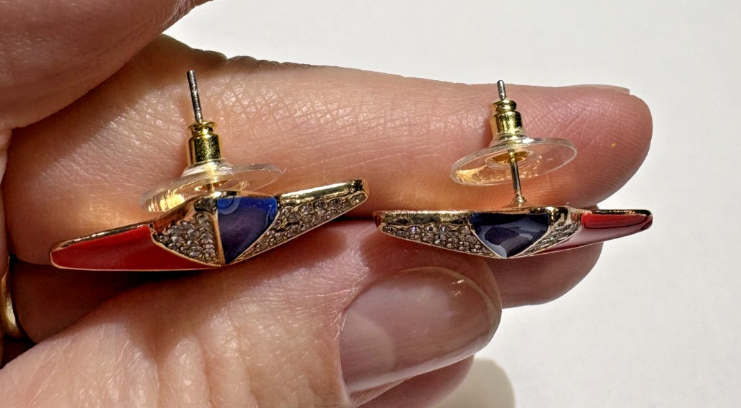 NEW Sugarfix America Star USA Blue Red Enamel Cluster Rhinestones Stud Earrings
