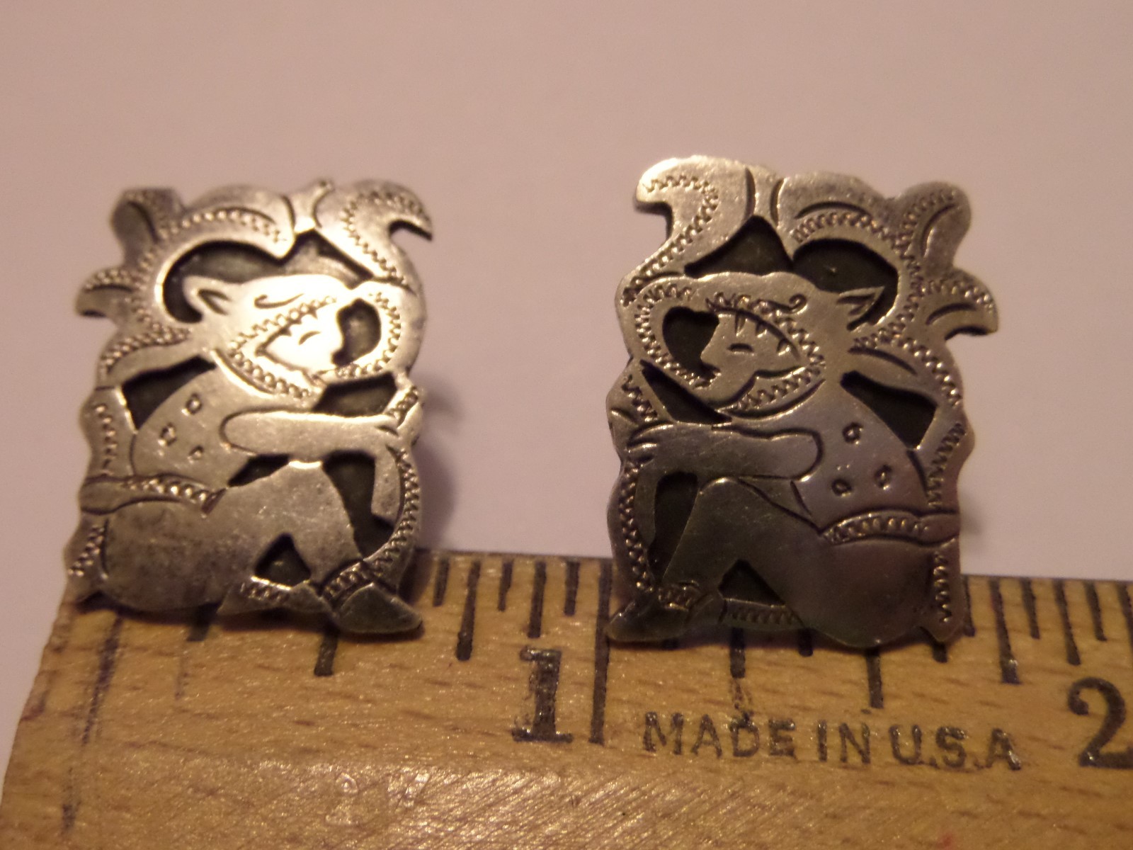 VINTAGE STERLING GUATEMALA SCREWBACK EARRINGS SIGNED R&M TESTED