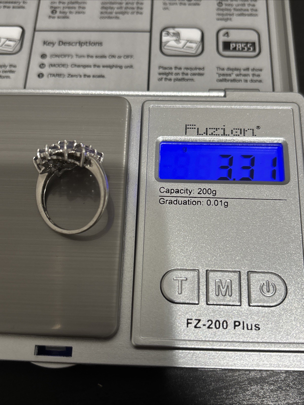 Sterling Silver 925 Blue Violet Tanzanite Style Cluster Flower Ring Size 5.75