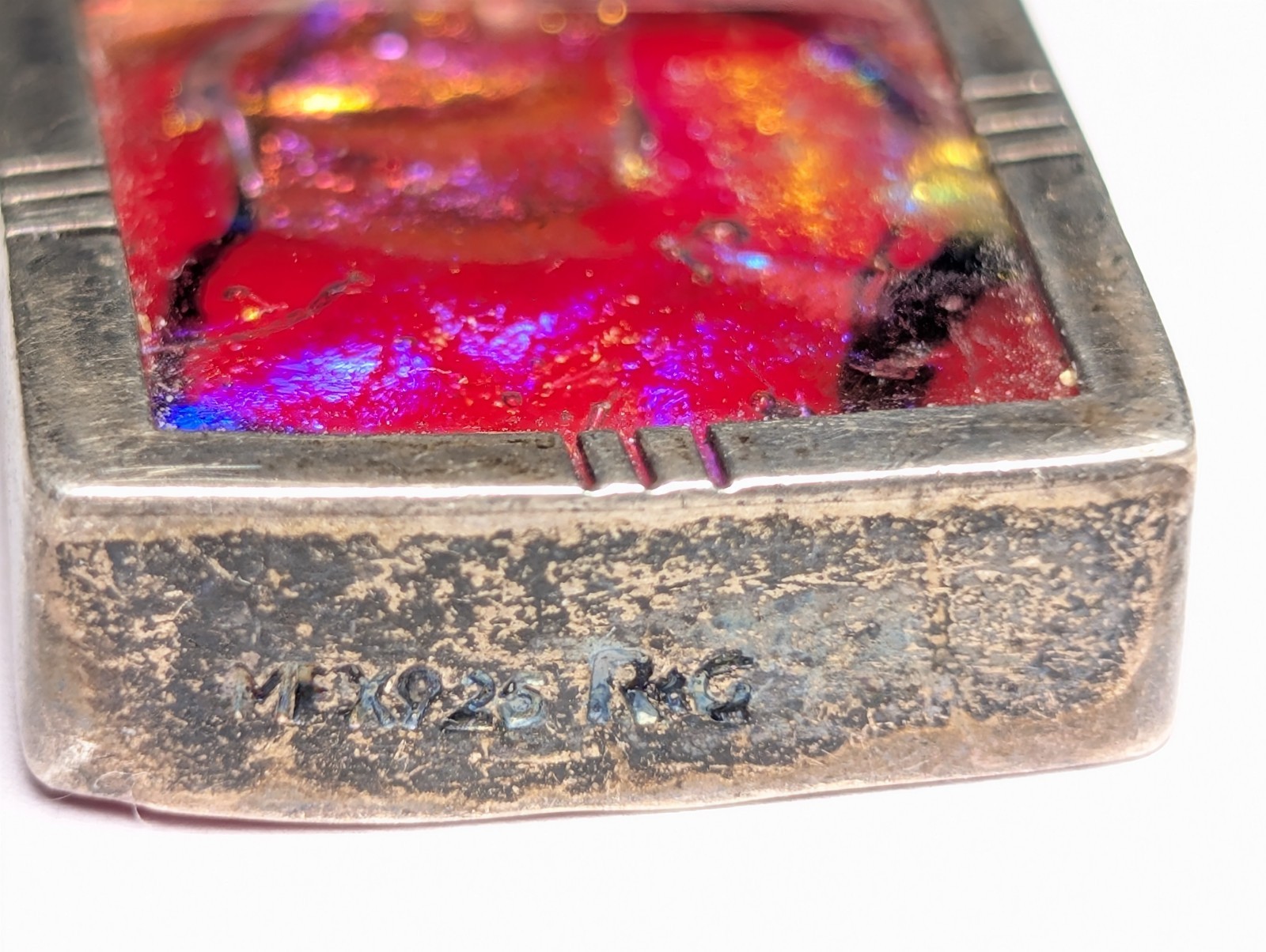 VINTAGE DICHROIC STERLING SILVER PENDANT SIGNED MEX925 R*G WEIGHS 13+ GRAMS