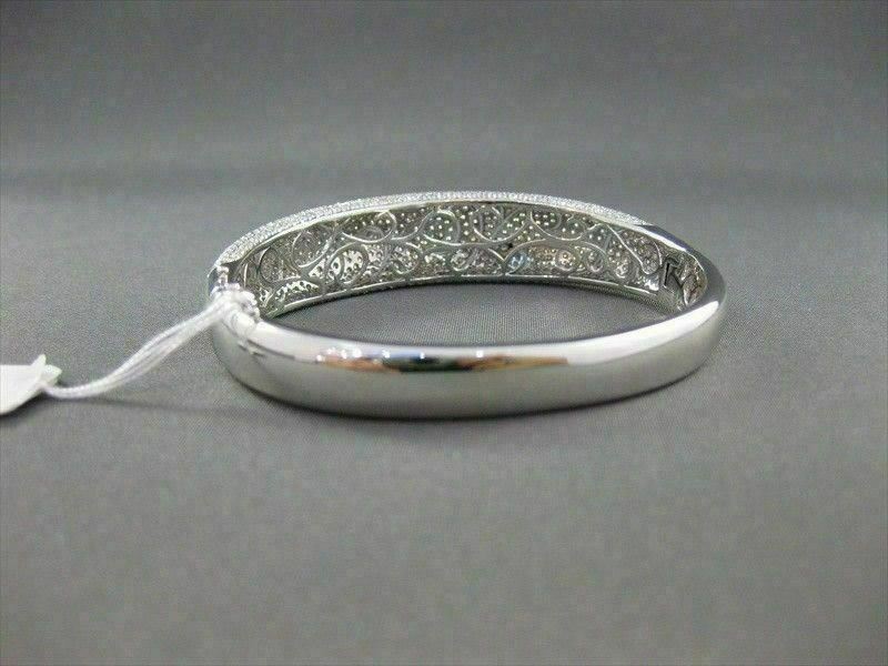 ANTIQUE WIDE 4.89CT DIAMOND 18KT W GOLD BANGLE BRACELET F VS/VVS AMAZING#G00109