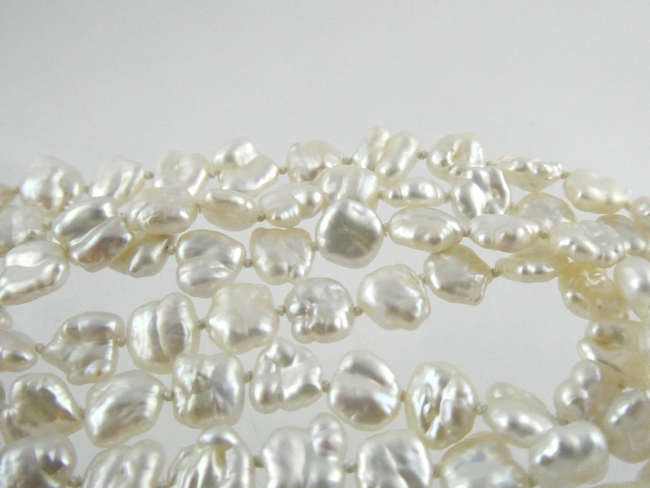 Vintage Hand Knotted Baroque Shape Freshwater Pearl Necklace No Clasp