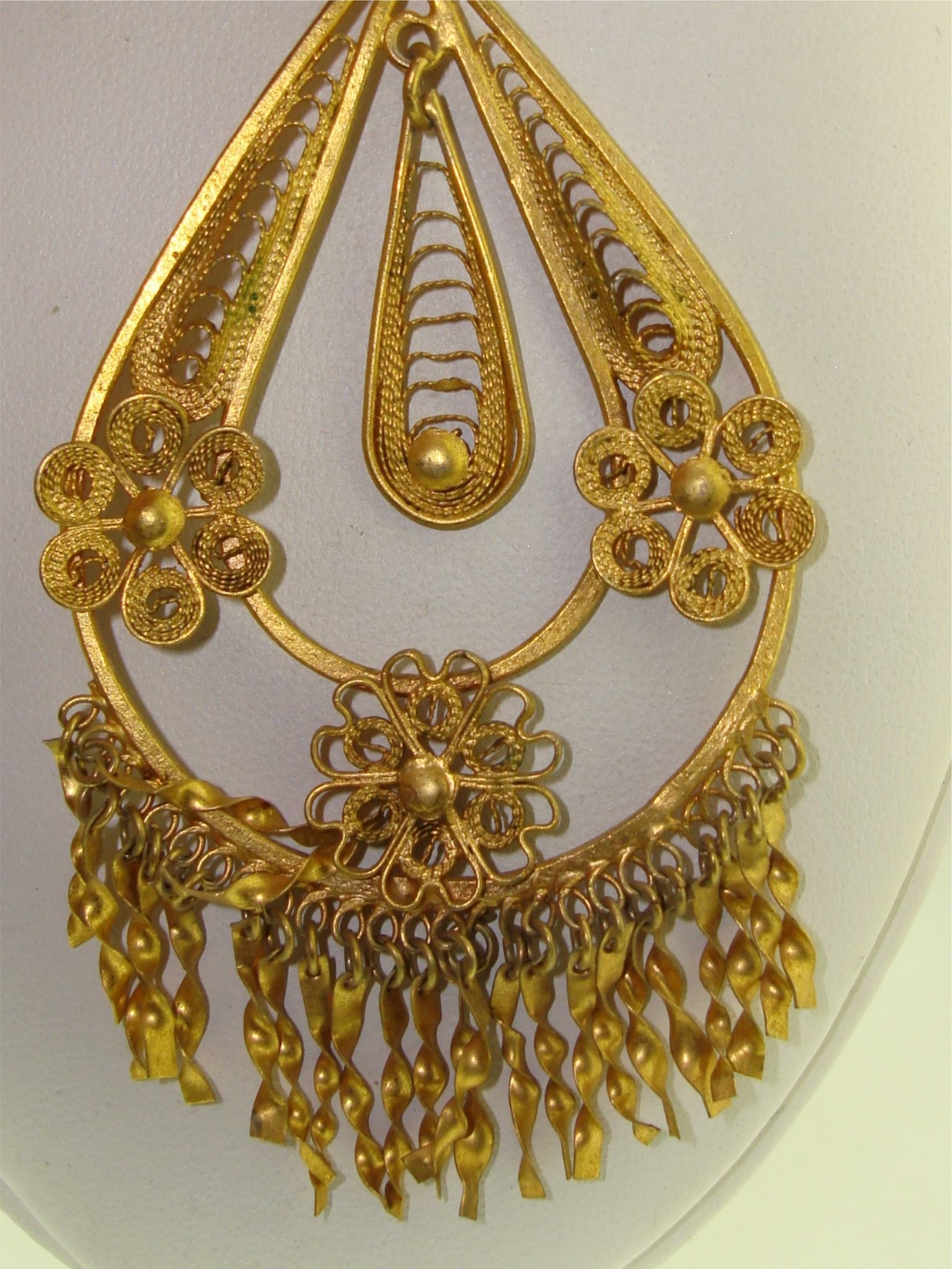RARE VINTAGE GOLD WASHED CANNETILLE SPUN SILVER FILIGREE PENDANT NECKLACE!