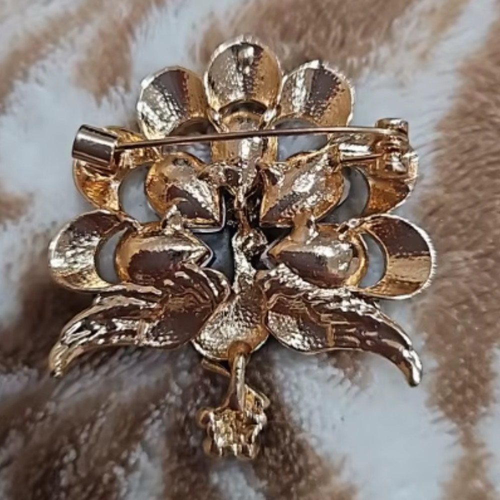 Vintage Style Peacock Bird Rhinestone Crystal Cyan Bird Brooch Pin Pendant Gift