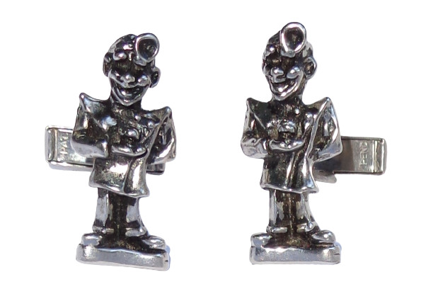 Vtg Silver Figural Person Dentures False Teeth Cufflinks Dental Dentist Oddity