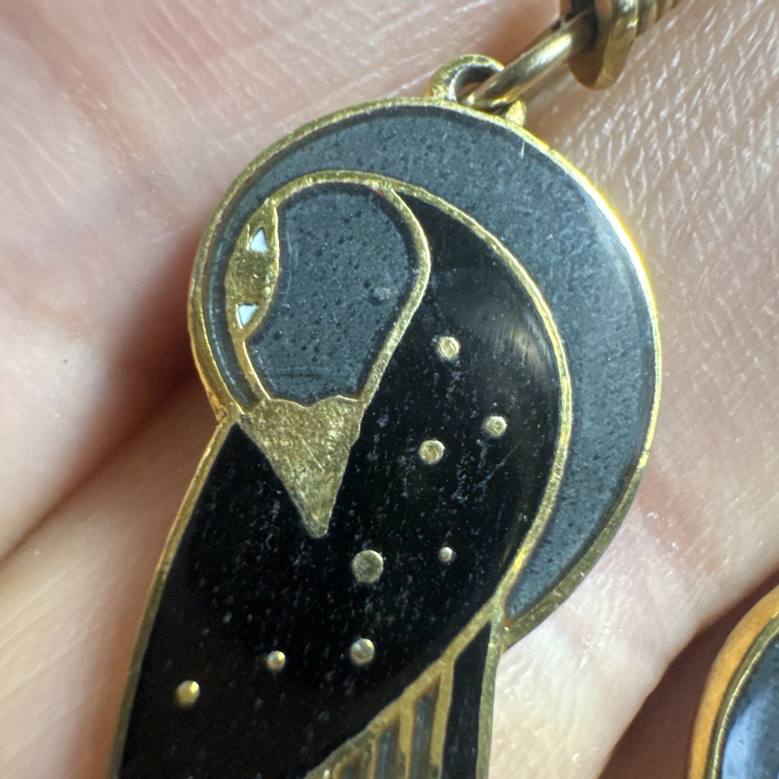 Laurel Burch Vintage Earrings Kuchulu Bird Grey Black French Wires Boho
