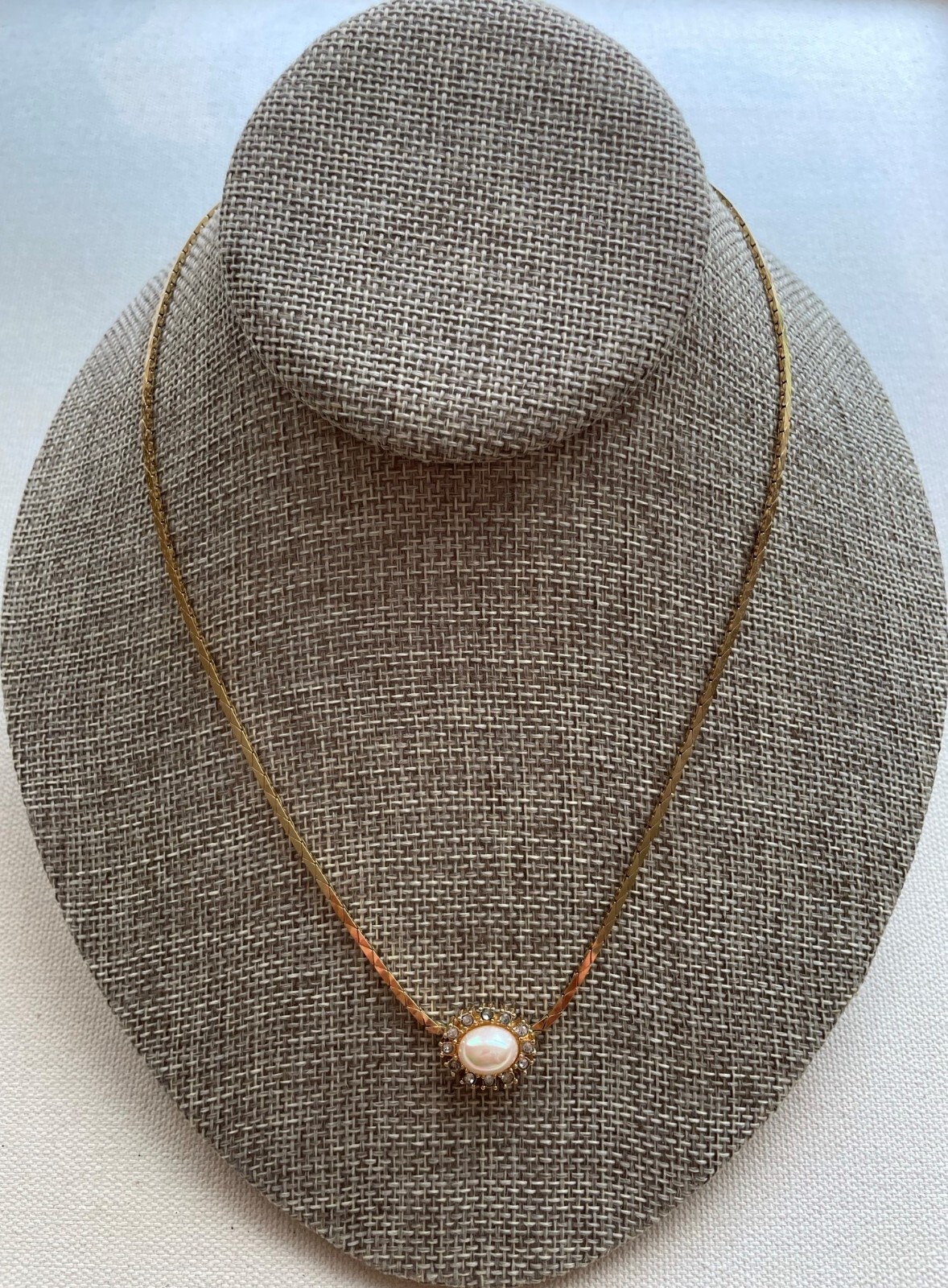 Christian Dior Demi-Parure Pearl Crystal Earring Necklace Set 15-17″