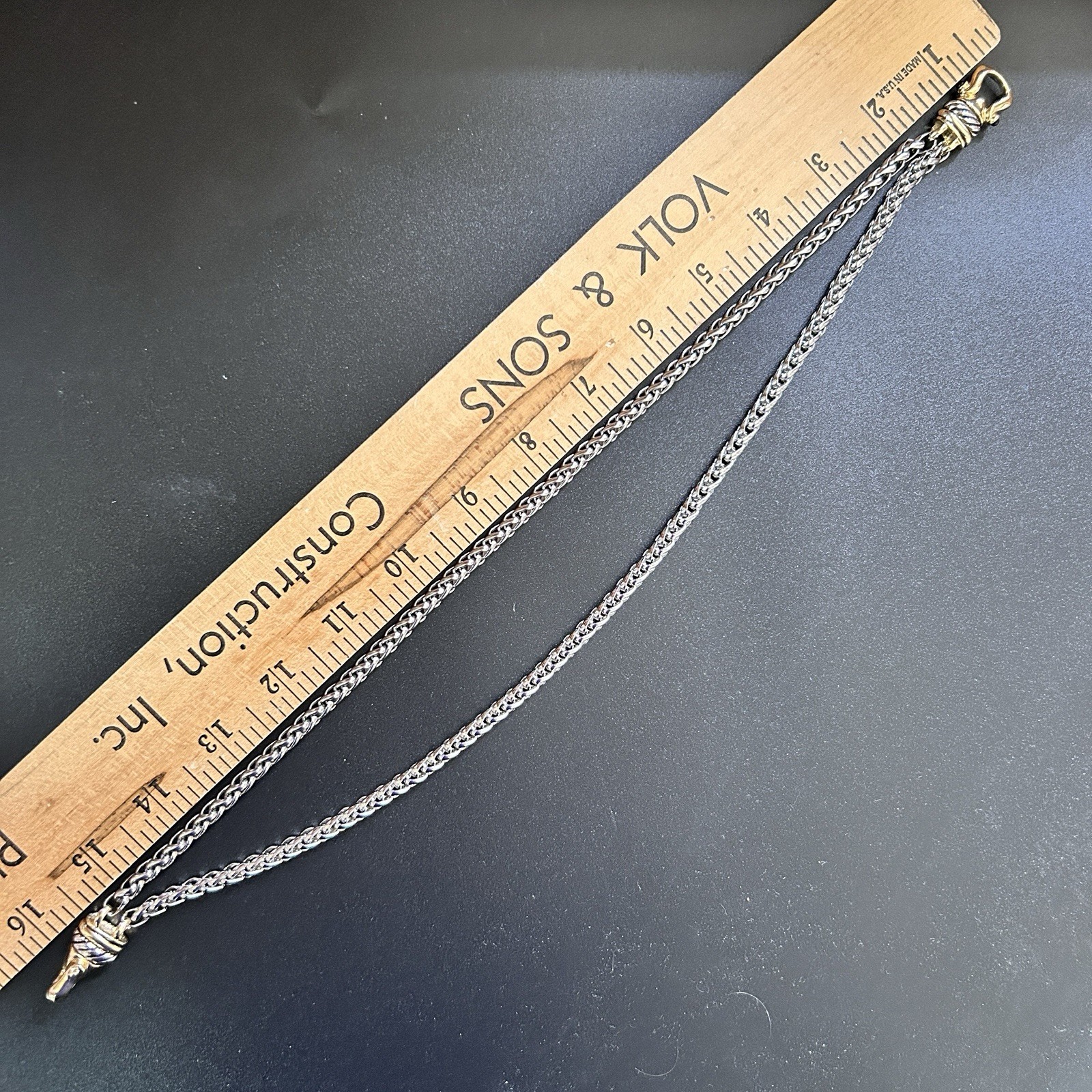 Vtg Two Strand Wheat Link Chain Necklace In The D.Y Style. Sm Neck Only