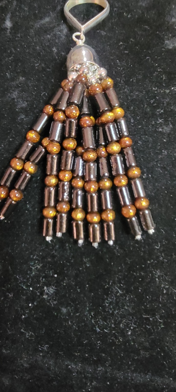 DTR Jay King Sterling Silver Black Coral & Golden Beads Multi Strand Pendant