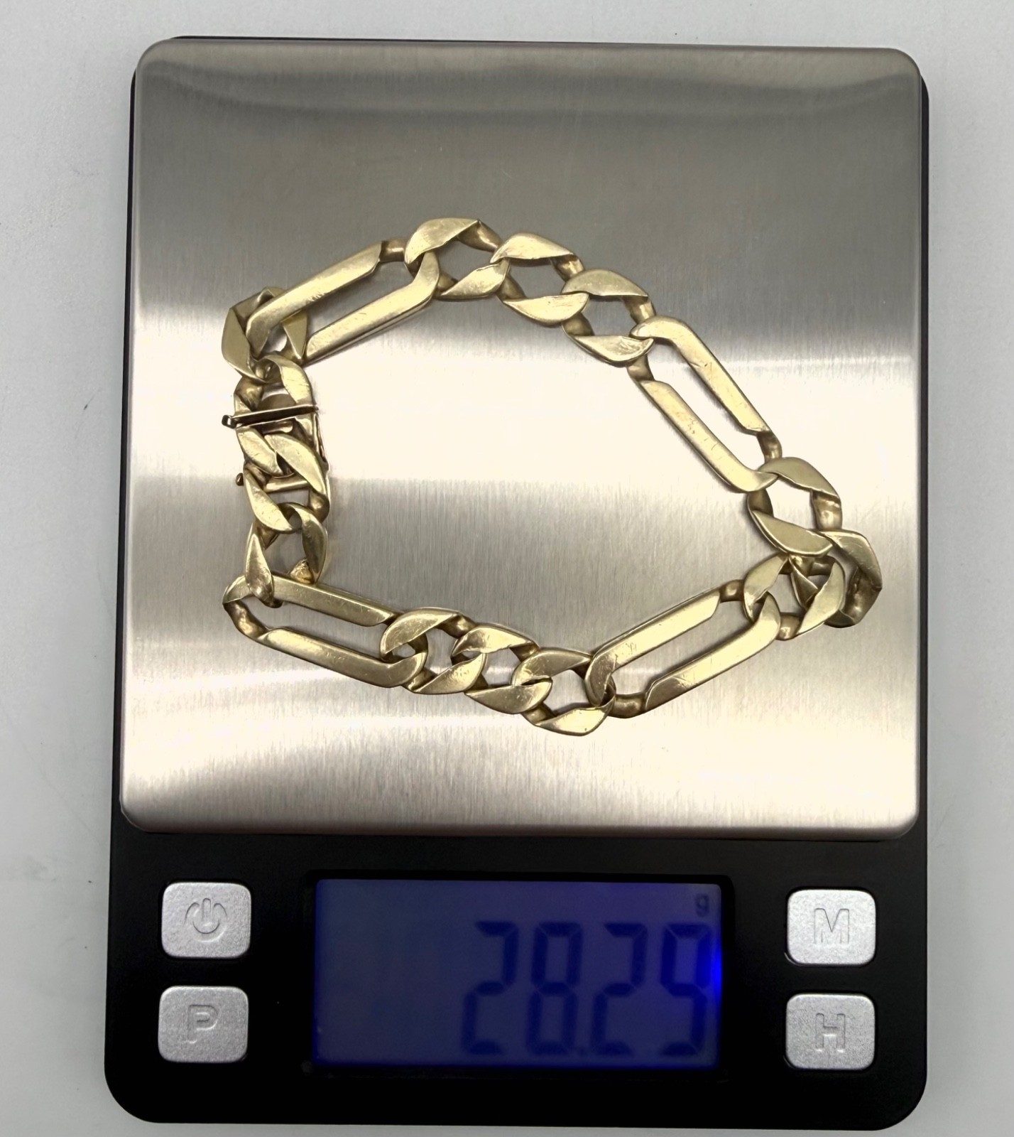 Men’s Vintage 14k-28g Gold Figaro 9″ Bracelet – Italian Naples Hallmarks – 10mm