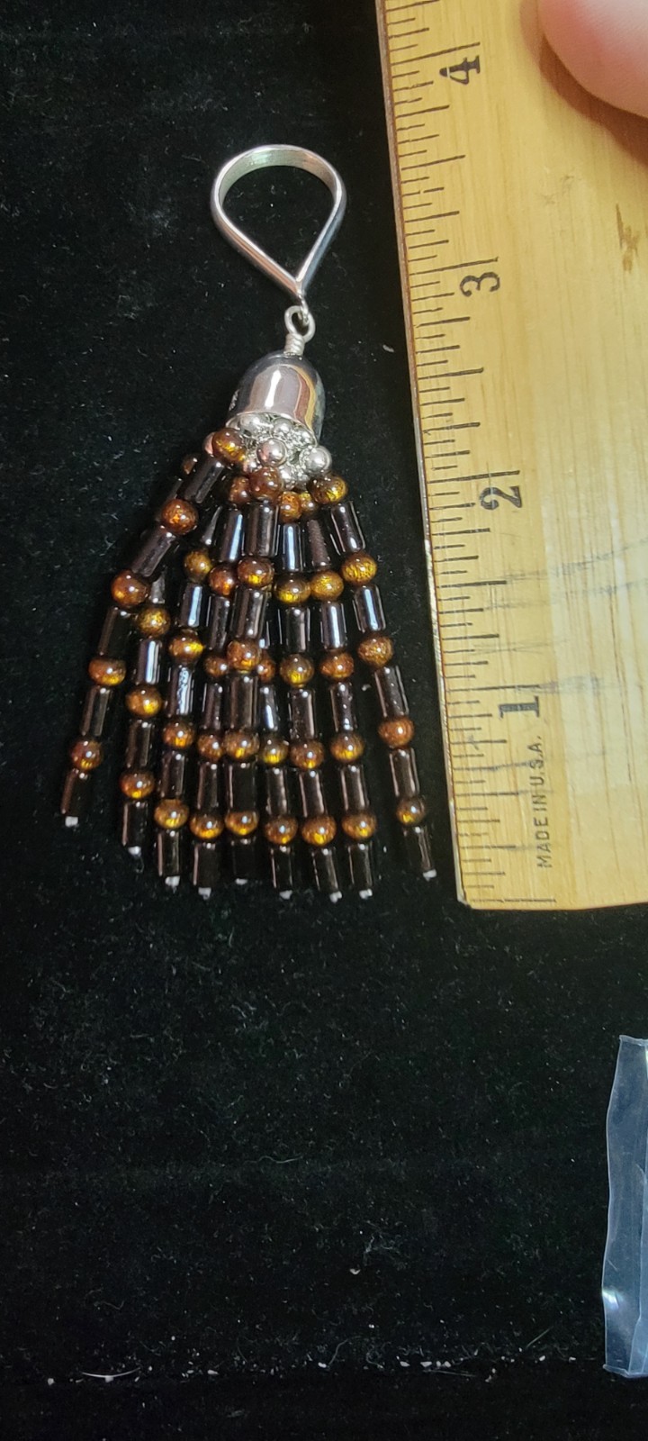 DTR Jay King Sterling Silver Black Coral & Golden Beads Multi Strand Pendant