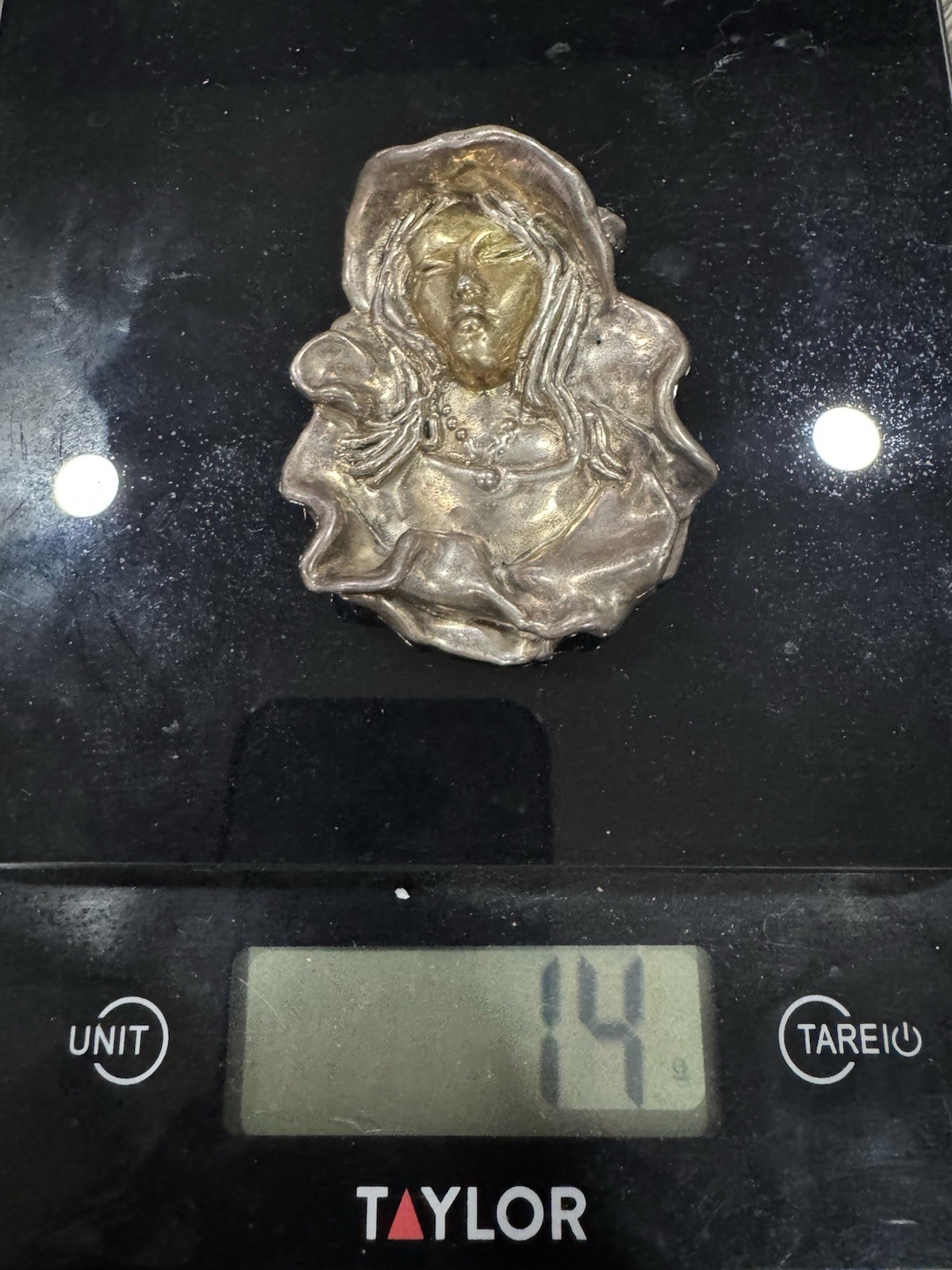 Vintage Sterling Silver LADY REPOUSSE Brooch Ans Pedant