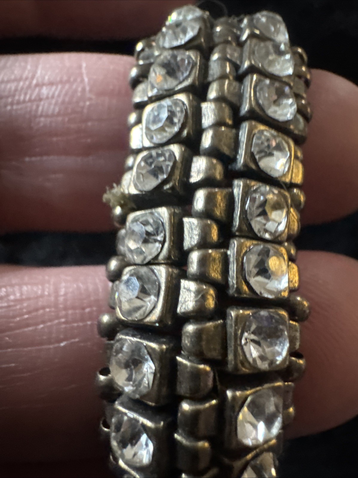 Vintage Prong Set Rhinestone Expanding Bracelet