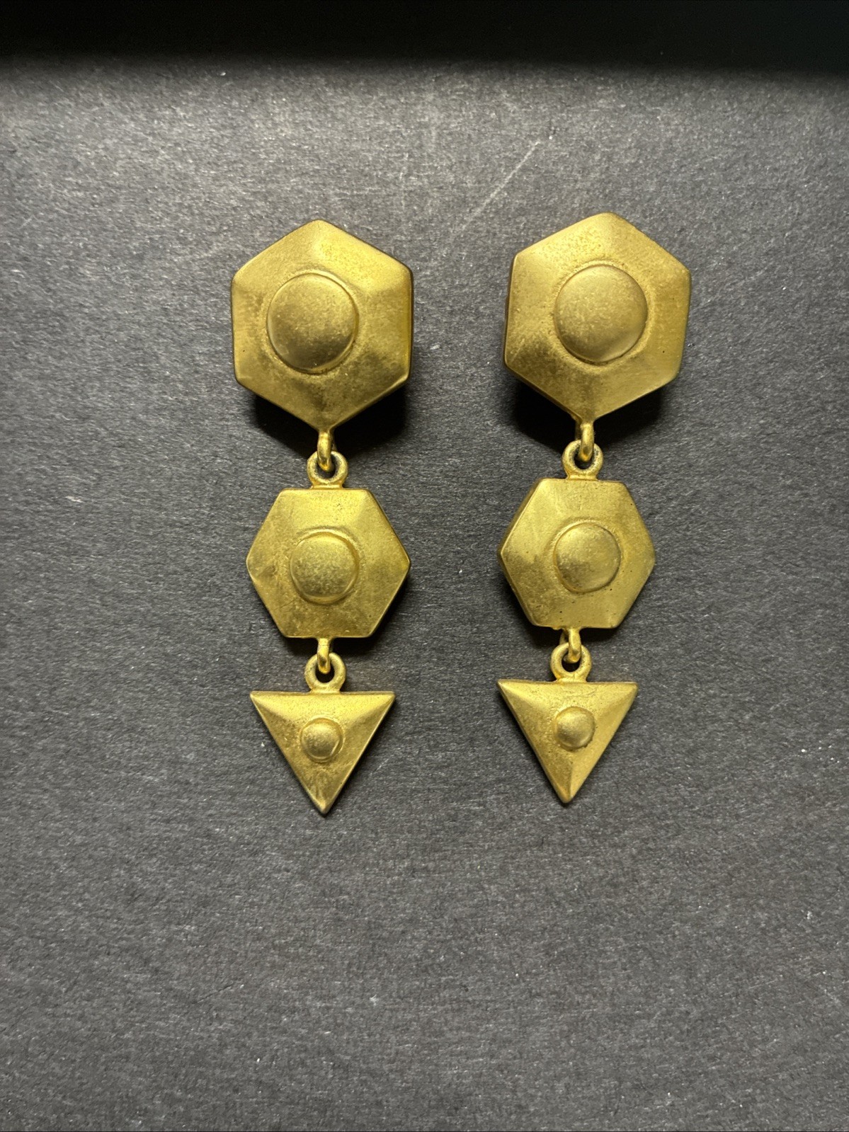 Vintage 1980s Gold Tone Drop Dangle Earrings (FC108-3 Q6082