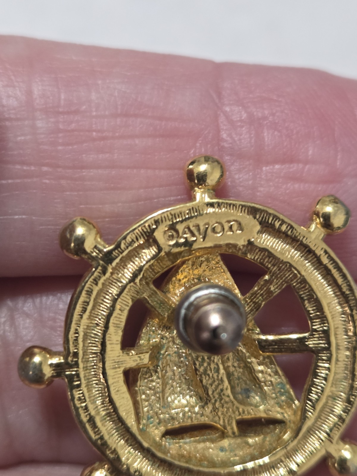 Vintage Avon Nautical Sailboat Earrings | Enamel Ship Wheel Studs